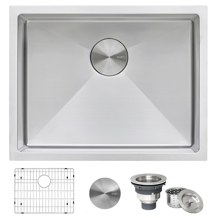 Ruvati 23" Undermount 16 Gauge Tight Radius SS Kitchen Sink Single Bowl RVH7123